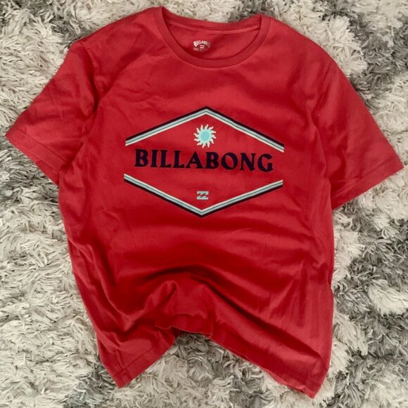 Y2K Billabong Shirt Big Logo Men's XL Surfing Skating Biking Red Sun Summer - Picture 1 of 5